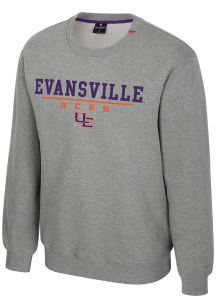 Colosseum Evansville Purple Aces Mens Grey Charlie Long Sleeve Crew Sweatshirt
