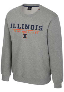 Colosseum Illinois Fighting Illini Mens Grey Charlie Long Sleeve Crew Sweatshirt