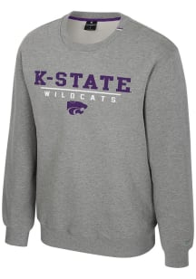 Colosseum K-State Wildcats Mens Grey Charlie Long Sleeve Crew Sweatshirt