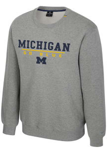 Colosseum Michigan Wolverines Mens Grey Charlie Long Sleeve Crew Sweatshirt