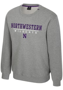 Colosseum Northwestern Wildcats Mens Grey Charlie Long Sleeve Crew Sweatshirt