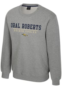 Colosseum Oral Roberts Golden Eagles Mens Grey Charlie Long Sleeve Crew Sweatshirt