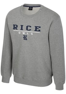 Colosseum Rice Owls Mens Grey Charlie Long Sleeve Crew Sweatshirt