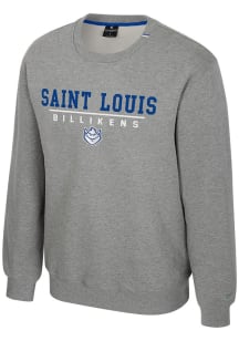 Colosseum Saint Louis Billikens Mens Grey Heather Charlie Long Sleeve Crew Sweatshirt