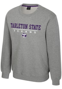 Colosseum Tarleton State Texans Mens Grey Charlie Long Sleeve Crew Sweatshirt