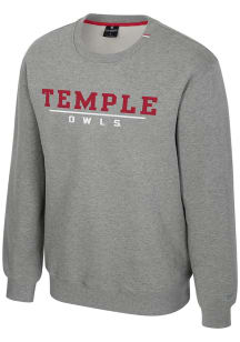 Colosseum Temple Owls Mens Grey Charlie Long Sleeve Crew Sweatshirt