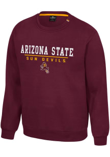 Colosseum Arizona State Sun Devils Mens Maroon Charlie Long Sleeve Crew Sweatshirt