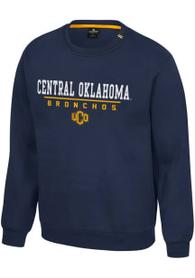 Colosseum Central Oklahoma Bronchos Mens Navy Blue Charlie Long Sleeve Crew Sweatshirt