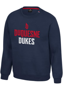 Colosseum Duquesne Dukes Mens Navy Blue Charlie Long Sleeve Crew Sweatshirt