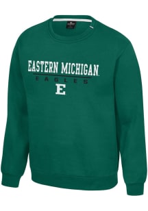 Colosseum Eastern Michigan Eagles Mens Green Charlie Long Sleeve Crew Sweatshirt