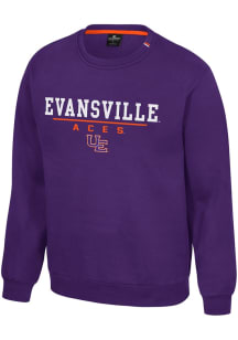 Colosseum Evansville Purple Aces Mens Purple Charlie Long Sleeve Crew Sweatshirt