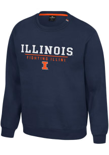 Colosseum Illinois Fighting Illini Mens Navy Blue Charlie Long Sleeve Crew Sweatshirt