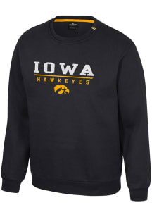 Colosseum Iowa Hawkeyes Mens Black Charlie Long Sleeve Crew Sweatshirt
