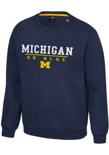 Colosseum Michigan Wolverines Mens Blue Charlie Long Sleeve Crew Sweatshirt