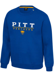 Colosseum Pitt Panthers Mens Blue Charlie Long Sleeve Crew Sweatshirt