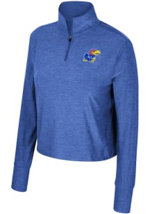 Colosseum Kansas Jayhawks Womens Blue Dash Qtr Zip Pullover