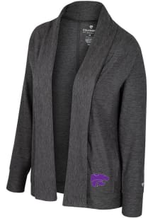 Colosseum K-State Wildcats Womens Charcoal Dash Long Sleeve Cardigan