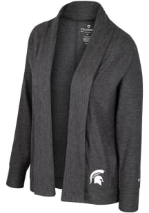Colosseum Michigan State Spartans Womens Charcoal Dash Long Sleeve Cardigan
