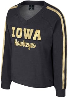 Colosseum Iowa Hawkeyes Womens Black Treasure Crew Sweatshirt