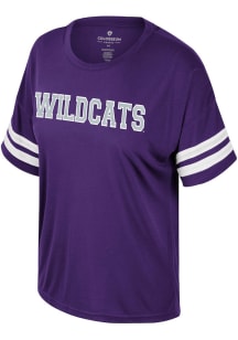 Colosseum K-State Wildcats Womens Purple Treasure Sequins Short Sleeve T-Shirt