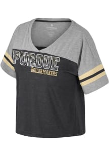 Colosseum Purdue Boilermakers Womens Black Treasure Rhinestones Short Sleeve T-Shirt