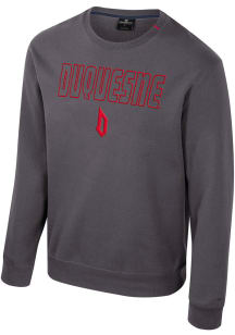 Colosseum Duquesne Dukes Mens Charcoal Zion Long Sleeve Crew Sweatshirt