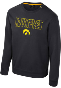 Colosseum Iowa Hawkeyes Mens Black Zion Long Sleeve Crew Sweatshirt