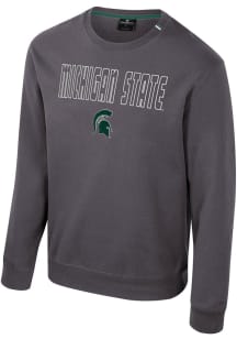 Colosseum Michigan State Spartans Mens Charcoal Zion Long Sleeve Crew Sweatshirt
