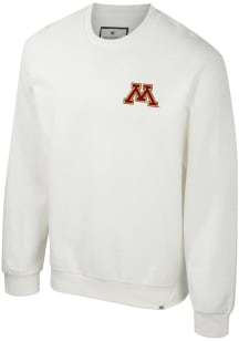 Colosseum Minnesota Golden Gophers Mens White Agent Ribbed Long Sleeve Crew Sweatshirt