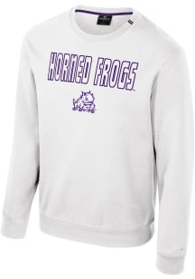 Colosseum TCU Horned Frogs Mens White Zion Long Sleeve Crew Sweatshirt