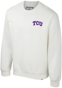 Colosseum TCU Horned Frogs Mens White Agent Ribbed Long Sleeve Crew Sweatshirt