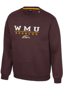 Colosseum Western Michigan Broncos Mens Brown Charlie Long Sleeve Crew Sweatshirt