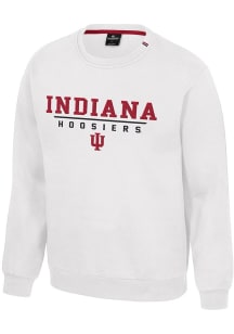 Colosseum Indiana Hoosiers Mens White Charlie Long Sleeve Crew Sweatshirt