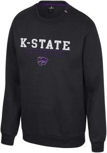 Colosseum K-State Wildcats Mens Black Football Charlie Football Long Sleeve Crew Sweatshirt