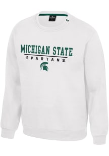 Colosseum Michigan State Spartans Mens White Charlie Long Sleeve Crew Sweatshirt