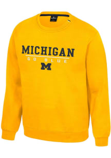Colosseum Michigan Wolverines Mens Yellow Charlie Long Sleeve Crew Sweatshirt