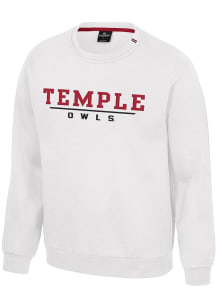 Colosseum Temple Owls Mens White Charlie Long Sleeve Crew Sweatshirt