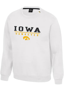 Colosseum Iowa Hawkeyes Mens White Charlie Long Sleeve Crew Sweatshirt