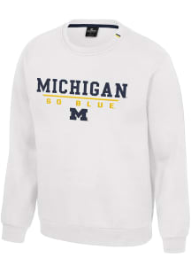 Colosseum Michigan Wolverines Mens White Charlie Long Sleeve Crew Sweatshirt