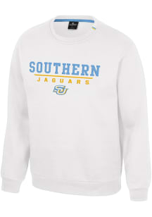 Colosseum Southern University Jaguars Mens White Charlie Long Sleeve Crew Sweatshirt