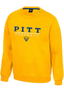 Colosseum Pitt Panthers Mens Gold Football Charlie Football Long Sleeve Crew Sweatshirt