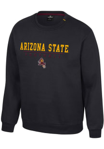 Colosseum Arizona State Sun Devils Mens Black Charlie Football Long Sleeve Crew Sweatshirt