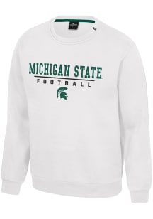 Colosseum Michigan State Spartans Mens White Charlie Football Long Sleeve Crew Sweatshirt