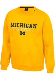 Colosseum Michigan Wolverines Mens Yellow Football Charlie Football Long Sleeve Crew Sweatshirt