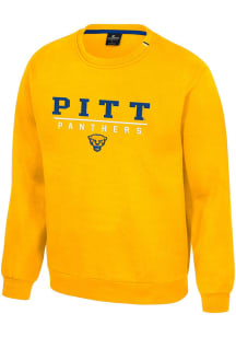 Colosseum Pitt Panthers Mens Gold Charlie Volleyball Long Sleeve Crew Sweatshirt