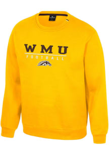 Colosseum Western Michigan Broncos Mens Gold Charlie Football Long Sleeve Crew Sweatshirt