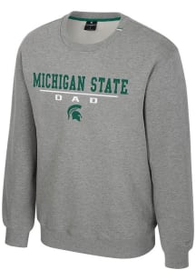 Colosseum Michigan State Spartans Mens Grey Charlie Dad Long Sleeve Crew Sweatshirt