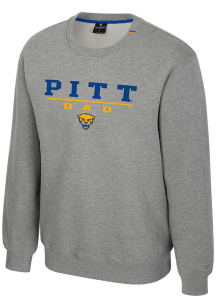 Colosseum Pitt Panthers Mens Grey Charlie Dad Long Sleeve Crew Sweatshirt