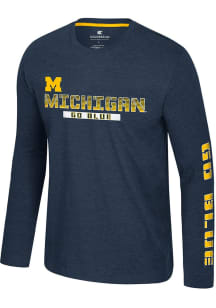 Colosseum Michigan Wolverines Blue Back in Business Long Sleeve T Shirt