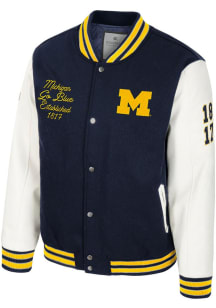 Colosseum Michigan Wolverines Mens Blue Goes to College Letterman Medium Weight Jacket